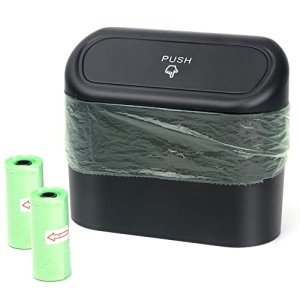 Car Trash Can Bin with Lid Small Leakproof Car Garbage Can Mini Vehicle Trash