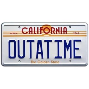 Back to The Future | Delorean | Outatime | Metal Stamped Vanity Prop License