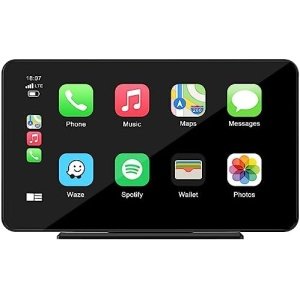 LAMTTO Portable Wireless Apple Carplay Car Stereo with Mirror Link, 7" HD IPS