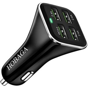 USB Car Charger Adapter, QC 3.0 Fast car Charger, 4-Port Multi 9.6 Amp 48W