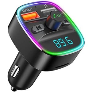 Nulaxy Bluetooth FM Transmitter for Car, Upgraded QC3.0 & 5V/1A Dual USB Charger