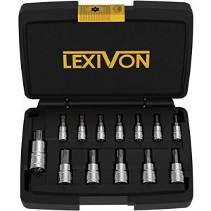 LEXIVON Torx Bit Socket Set, Premium S2 Alloy Steel | 13-Piece Star T8 - T60 Set