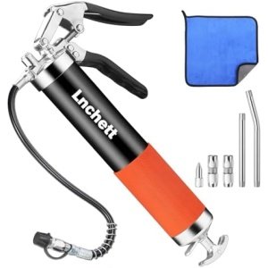 Lnchett Grease Gun with Towel, 9000 PSI Professional Heavy Duty 14 oz Pistol