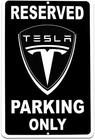 Tesla Parking Only Sign - 8x12 Aluminum Tesla Poster - Gifts for Tesla Owners