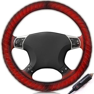 Zone Tech Car Steering Wheel 12V Heated Cover - Classic Black Premium Quality