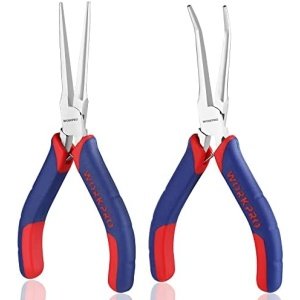 WORKPRO 2-Piece 6" Mini Needle Nose Pliers Set, Long Nose Pliers, Bent Nose