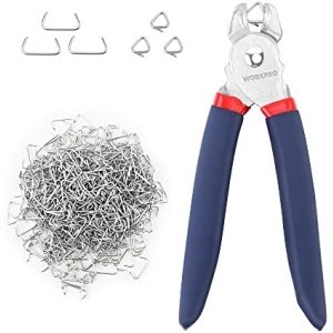 WORKPRO Hog Ring Pliers with 500 Pcs 3/4" Hog Rings, Galvanized Steel Hog Rings