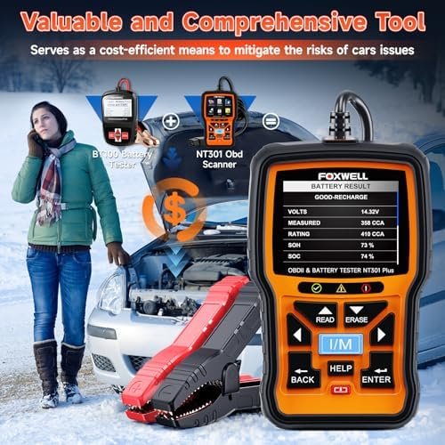 FOXWELL Upgrade NT301 Plus OBD2 Scanner Battery Tester 12V, 4 IN1 OBD Scanner - Image 6