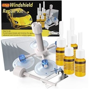 UNIIOON Windshield Crack Repair Kit, Glass Repair Fluid 4 Pcs Car Glass Repair