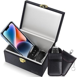 Samfolk Faraday Box with Faraday Pouch 2 Pack, Keyless Entry Car Key