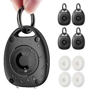 (4 Pack) AirTag Keychain Holder Case | IPX8 Waterproof, Ultra-Compact | Portable