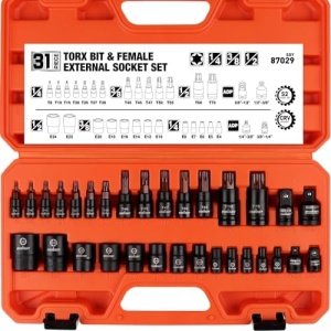 HORUSDY 31-Piece Torx Bit Socket and Female External Socket Set | 14 Star Bits