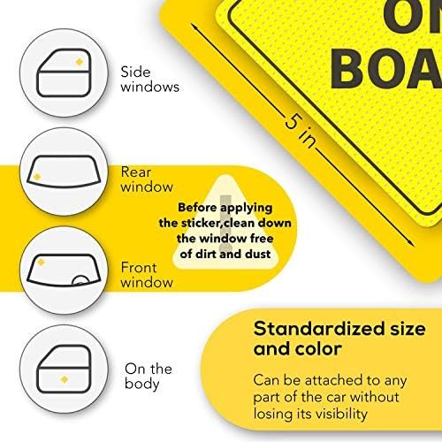 Baby On Board Sticker Sign - Essential for Cars - 5" by 5" - Bright Yellow and - Image 7
