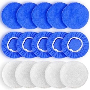 FONAROLL 5 to 6 Inch Car Polisher Pad Bonnet, 15Pcs Car Polishing Bonnet Buffing