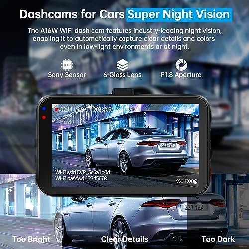 Dash Cam Front and Rear Camera, Dash Cam WiFi/APP Control Dashcam - Image 4
