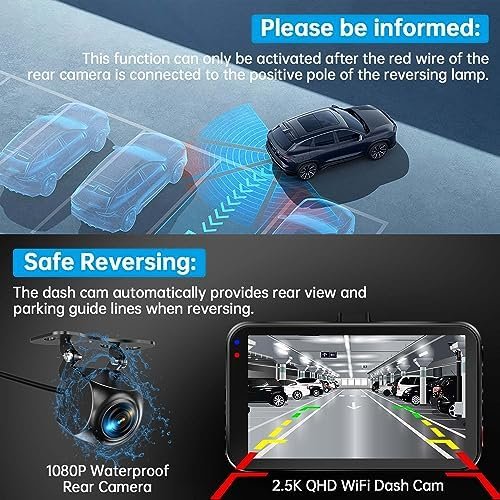 Dash Cam Front and Rear Camera, Dash Cam WiFi/APP Control Dashcam - Image 2