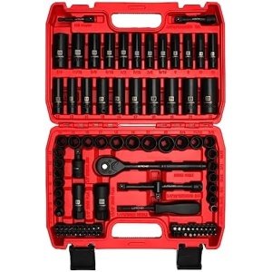 LLNDEI 3/8”Drive Impact Socket Set,Standard SAE(5/16 to 3/4-Inch) Metric