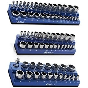 Olsa Tools Magnetic Socket Organizer | 3 Piece Socket Holder Kit | 1/2-inch