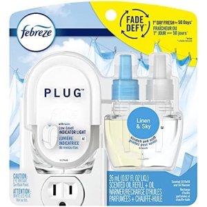 Febreze Odor-Eliminating Fade Defy PLUG Air Freshener, Linen & Sky, Starter Kit