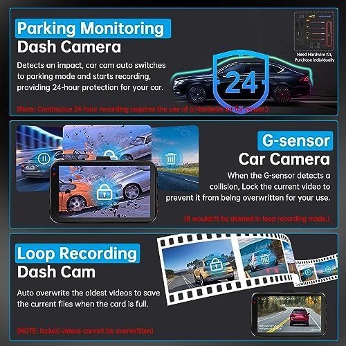 Dash Cam Front and Rear Camera, Dash Cam WiFi/APP Control Dashcam - Image 6