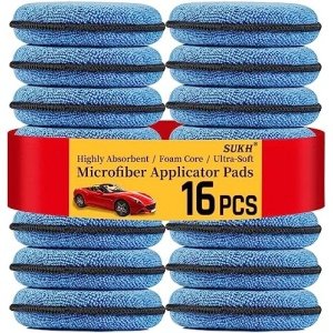 Sukh 16 Pack Microfiber Foam Car Wax Applicator Pad - Foam Applicator Pads