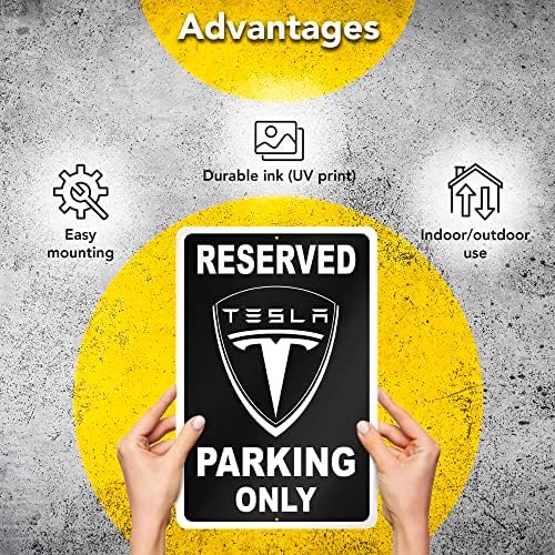 Tesla Parking Only Sign - 8x12 Aluminum Tesla Poster - Gifts for Tesla Owners - Image 4